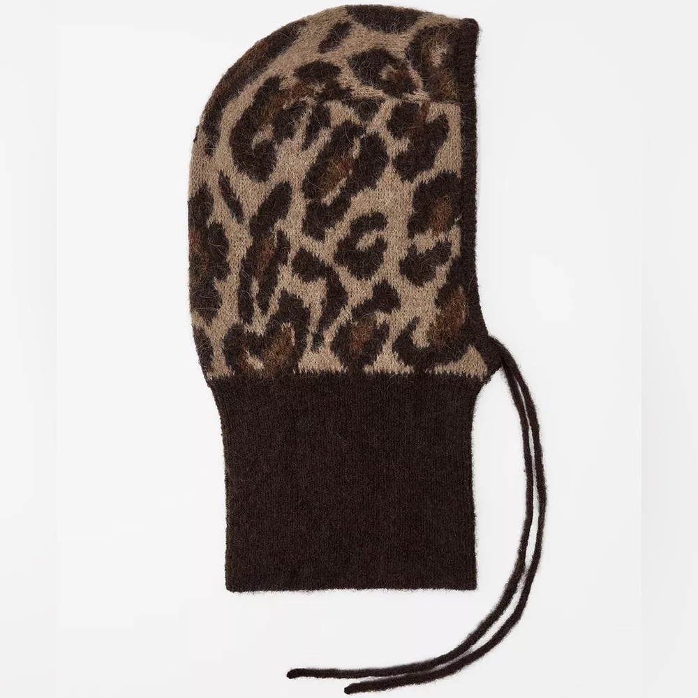 ANIMAL PRINT BALACLAVA TAUPE BROWN